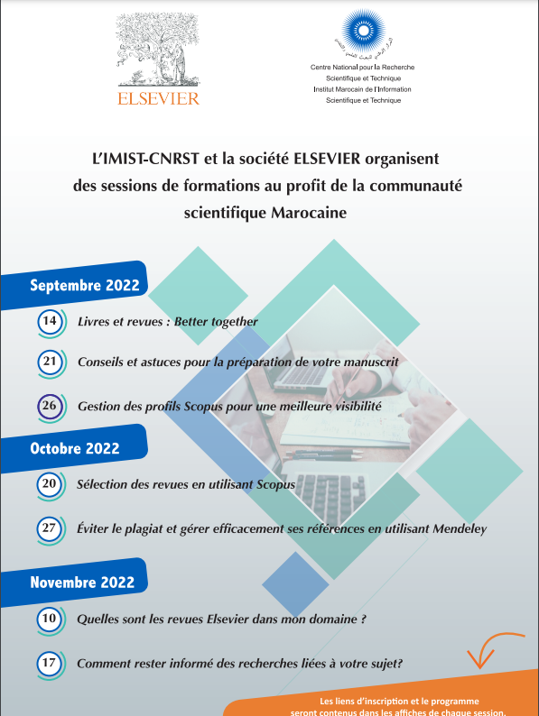 Sessions de formations organisées par l’IMIST et Elsevier pour la rentrée universitaire 2022-2023